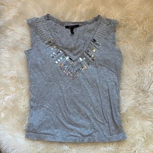 BCBGMaxAzria Gray Embellished Tank Top
